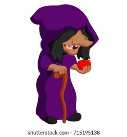 vector illustration of witch holding an apple