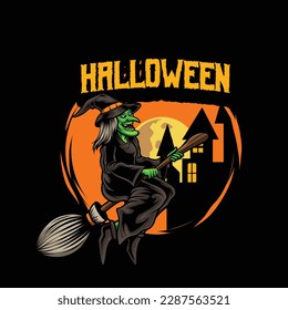 Vector illustration of witch mascot