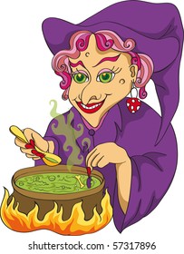 vector illustration. Witch and potion. No gradient.