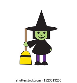 Vector illustration of a witch in a simple icon style