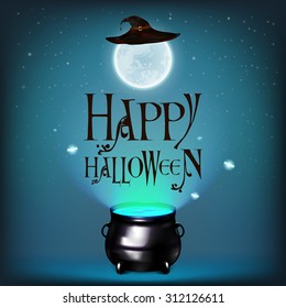 Vector illustration witches cauldron. Potion and magic. Happy halloween. EPS 10