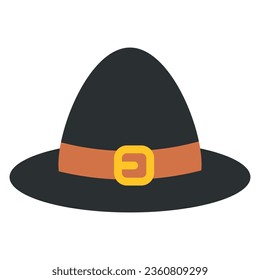 Vector illustration of witches hat icon. Thanksgiving hat.