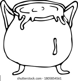 Vector illustration of a witch's bowler hat for Halloween in Doodle style. The concept of holiday, fear, horror, fun, Halloween. Can be used for fabric, textiles, paper, Wallpaper, books.
