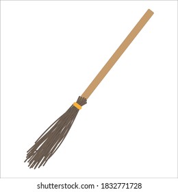 Vector illustration - witch's broom isolated on white background.