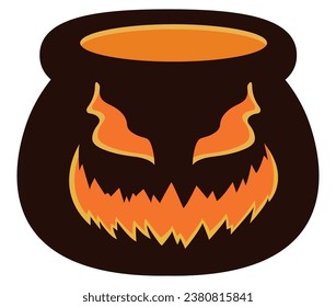 Vector Illustration of a Witch's cauldron isolated white background.