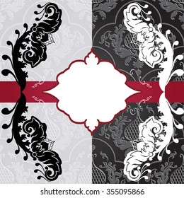 Vector illustration of a wite lace pattern or Baroque, Victorian style. 
Luxury design with space for text and background of a similar element. 
For wedding invitations, greeting cards.