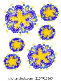  Ilustración vectorial sin flores de fondo en los colores nacionales ucranianos 