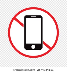 vector illustration Without cell phone icon. sign for mobile concept, web design, home, place of worship, in a special room. simple without cell phone icon.