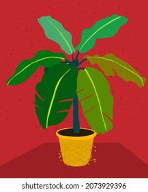 Vektorgrafik mit Bananenpalme im Topf