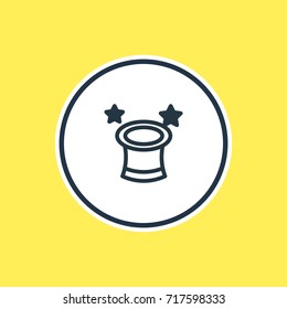 Vector Illustration Of Wizard Outline. Beautiful Leisure Element Also Can Be Used As Magic Hat Element.