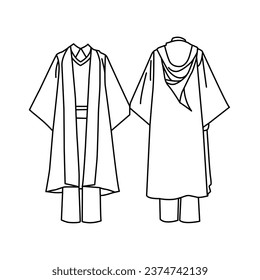 ilustración vectorial de la capa del asistente en un fondo blanco. Ropa del asistente usada en Halloween