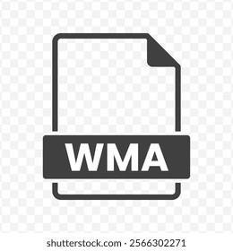 Vector illustration of WMA file in dark color and transparent background(PNG).