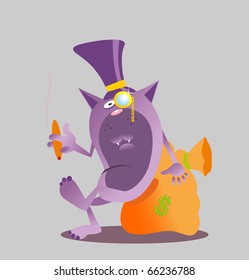 vector illustration - wolf and bag money