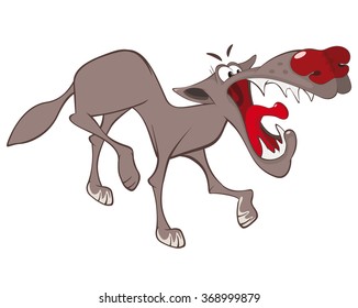 Vector Illustration of a Wolf. Cartoon Character