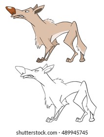 Vector Illustration of a Wolf. Cartoon Character