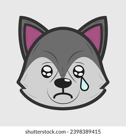 Vector illustration of a wolf with different emotions
