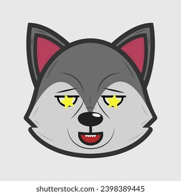 Vector illustration of a wolf with different emotions
