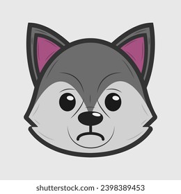 Vector illustration of a wolf with different emotions
