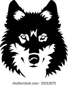 Vector Illustration Of Wolf Face Black And White Tattoo