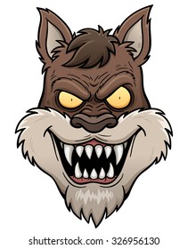 Vector illustration of Wolf Face cartoon