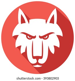 vector illustration of wolf face flat icon