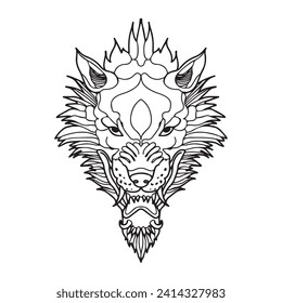 Vector illustration wolf graphic design,art tattoo sketch,hand drawing,use in printing