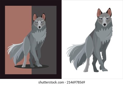 Ilustración vectorial de un lobo. El emblema del lobo gris está aislado en un fondo blanco.