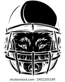 Vector illustration of wolf head with helmet