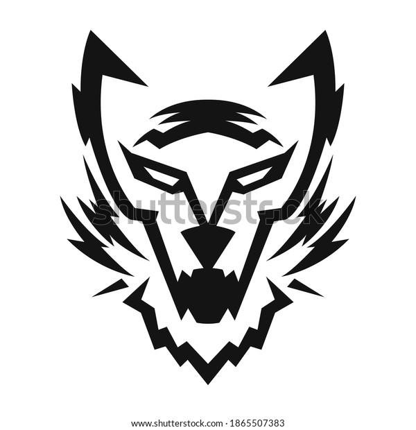 Vector Illustration Wolf Head Line Drawing Stock Vector (Royalty Free ...