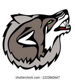 Vector illustration of wolf head. Tattoo style