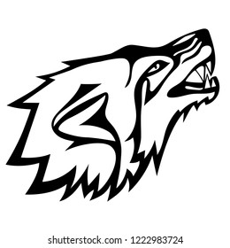 Vector illustration of wolf head. Tattoo style