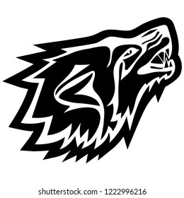 Vector illustration of wolf head. Tattoo style