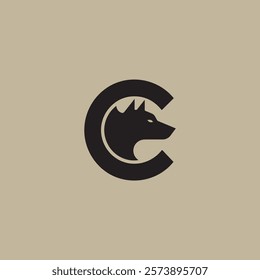 A vector illustration of wolf initial letter C logo sign
