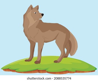 Vector Illustration of wolf isolated on blue background