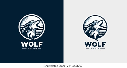 Ilustración vectorial de un logotipo de lobo.