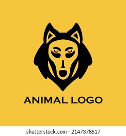 Vektorgrafik des Wolf-Logos mit schwarzer Umriss und goldenem Hintergrund und bearbeitbar. geeignet für Marken, Vorlagen und andere