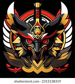 vector illustration of wolf ninja cartoon