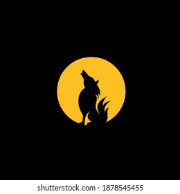 Ilustración vectorial del lobo en la luna