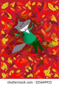 Vector illustration of the wolf on a walk