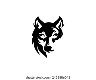 Ilustración vectorial de un retrato de lobo sobre un fondo blanco para un logotipo