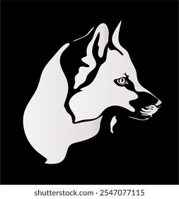 Vector illustration of wolf. Silhouette in backlight. Handmade without artificial intelligence