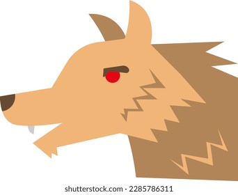 Vector illustration of a wolf. Wild animal, beast. Werewolf. Big bad wolf.