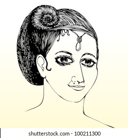 A vector illustration of a woman.