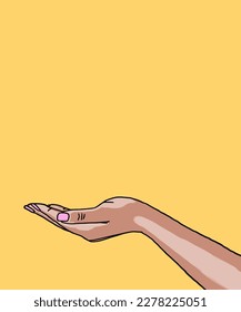 Vector illustration of woman applies cream to hands. Vector illustration for poster, beauty salon, advertisement. Woman holds cream tube and applies moisturiser to beautiful hands for clean and soft.