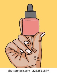 Vector illustration of woman applies cream to face. Vector illustration for poster, beauty salon, advertisement. Woman holds cream tube and applies moisturiser to beautiful face for clean and soft.