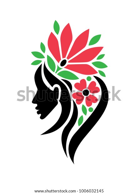 Vector Illustration Woman Beautiful Hair Flowers Stock Vector (royalty 