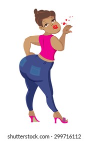 vector illustration of woman with big buttocks