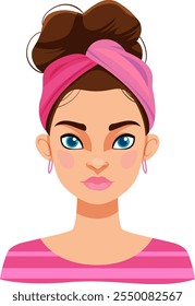 Ilustración vectorial de una mujer con ojos azules