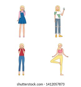 Vector illustration of woman and body icon. Collection of woman and style stock symbol for web.