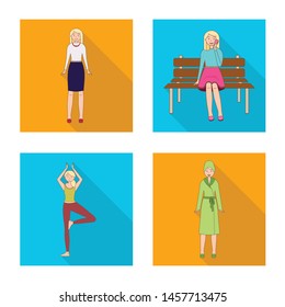 Vector illustration of woman and body icon. Set of woman and style stock vector illustration.